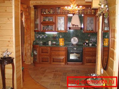 The floor looks spectacular combination of stone masonry and wood The floor looks spectacular combination of stone masonry and wood