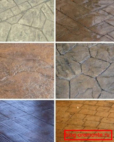 Samples of painted stamped concrete. Samples of painted stamped concrete.