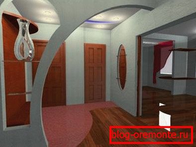 Arch in a minimalist interior decoration of interior arches