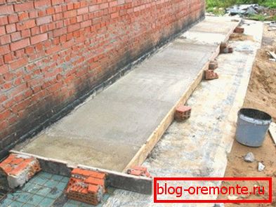 The blind area around the house with a characteristic slope The blind area around the house with a characteristic slope