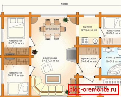 Plan of the house of timber Plan of the house of timber