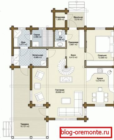 House plan with a bath and attic. House plan with a bath and attic.