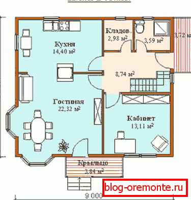 Ground floor plan with space calculation Ground floor plan with space calculation