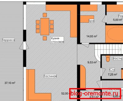 Detailed ground floor plan with terrace Detailed ground floor plan with terrace
