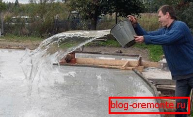 Watering slab foundation. Watering slab foundation.
