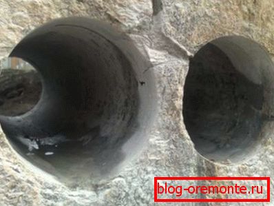 The porous structure can be seen by performing diamond drilling of holes in concrete The porous structure can be seen by performing diamond drilling of holes in concrete