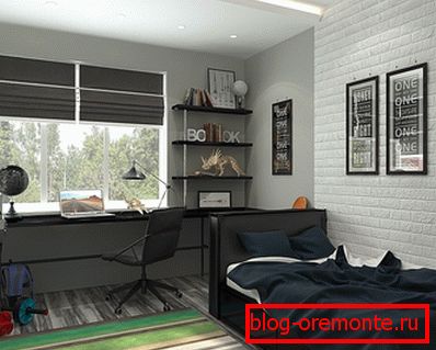 Practical use of the window sill in the teenage room Practical use of the window sill in the teenage room
