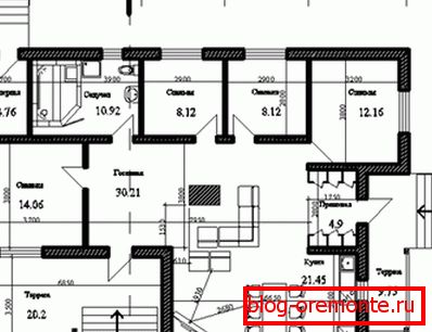 An example of a simple project in one floor, which is built from concrete blocks An example of a simple project in one floor, which is built from concrete blocks