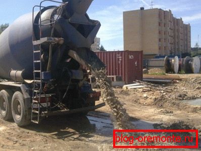 Delivery of concrete in the mixer Delivery of concrete in the mixer