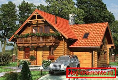 Project of the house from a bar with a mansard: a facade Project of the house from a bar with a mansard: a facade