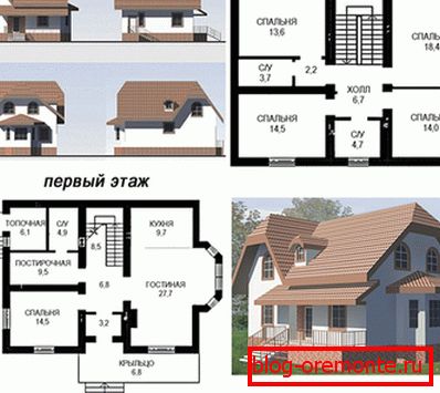The project of the house from foam with a mansard The project of the house from foam with a mansard
