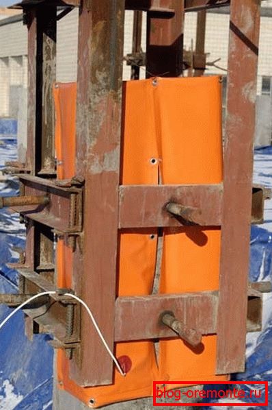 Heating mats concrete columns. Heating mats concrete columns.