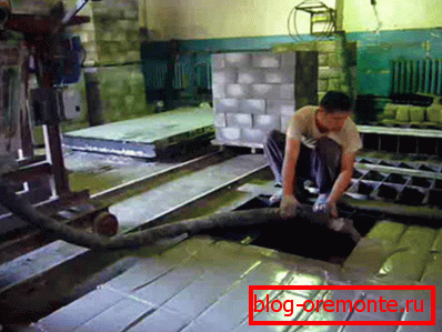 Production of cellular blocks. Production of cellular blocks.