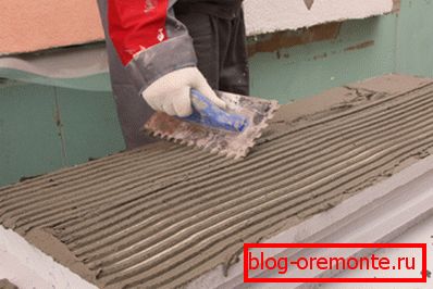 Work with a notched trowel Work with a notched trowel