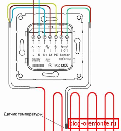 The connection diagram of the thermostat