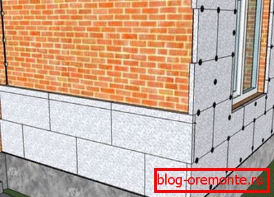 Layout of foam polystyrene panels on the outer wall of the building. Layout of foam polystyrene panels on the outer wall of the building.