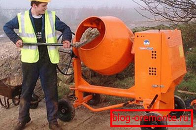 Mixing using an electric concrete mixer