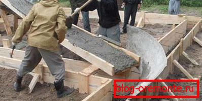 Self-assembled chute in action on the foundation casting Self-assembled chute in action on the foundation casting