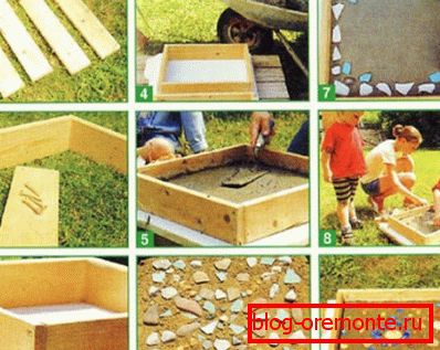 Construction of tiles for garden paths Construction of tiles for garden paths