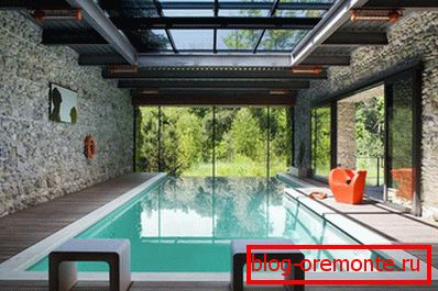 Glass roof over the pool