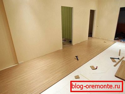 We lay laminate on plywood