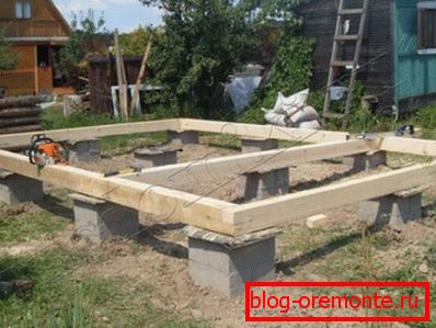 Column foundation with wooden grillage Column foundation with wooden grillage