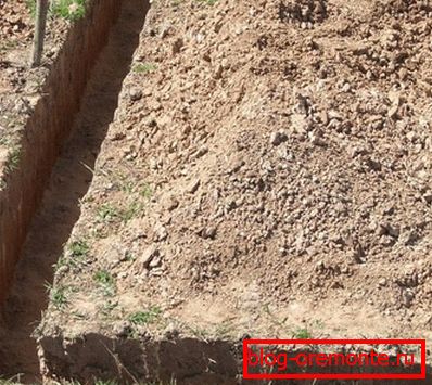 Foundation trench building a house porch