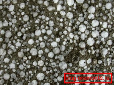 The structure of polystyrene concrete. The structure of polystyrene concrete.