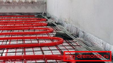 Heated floor in a private house