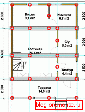 Typical version of the prepared project indicating the location of the pile foundation Typical version of the prepared project indicating the location of the pile foundation