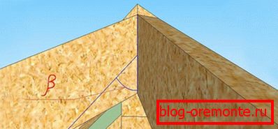 Angle of the top washed down the half-hinged rafters