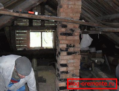 We warm the brick pipe in the attic