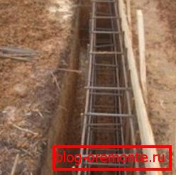 In the trench laid reinforcement cage. A photo In the trench laid reinforcement cage. A photo