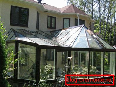 Veranda with a transparent roof