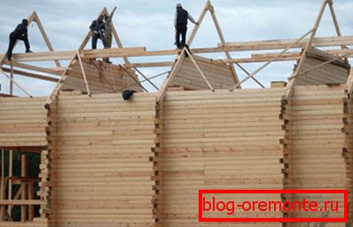 Construction of the country house from a bar Construction of the country house from a bar