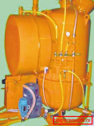Foamed gypsum concrete is prepared in a mobile unit Foamed gypsum concrete is prepared in a mobile unit