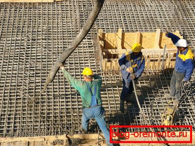 Pouring mortar into formwork Pouring mortar into formwork