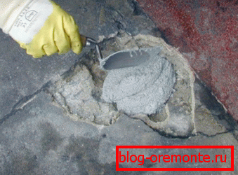 Filling the defect with thixotropic non-shrinking solution Filling the defect with thixotropic non-shrinking solution