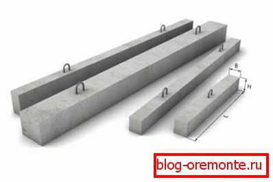 Reinforced concrete lintels of various types